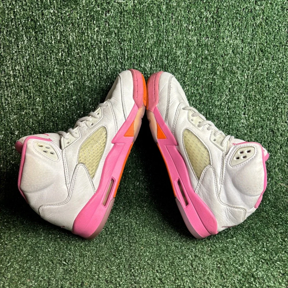 Air Jordan 5 Retro GS Leather Athletic Sneaker Pinksicle White Womens 7.5 (6Y)